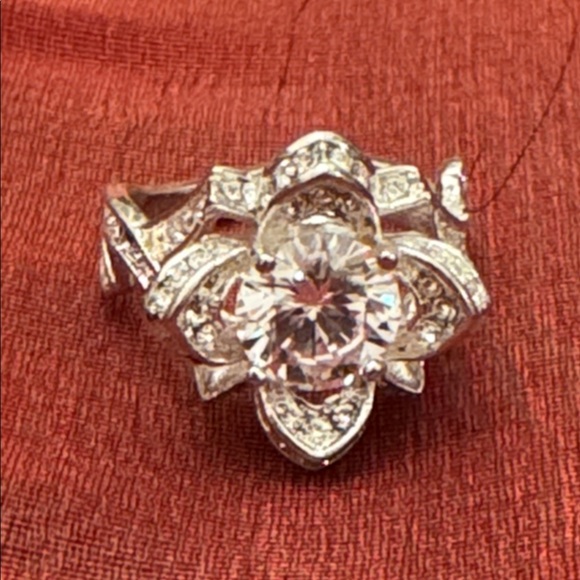 Sterling 925 Simulated Diamonds Fleur de Los Blossom - Picture 9 of 9
